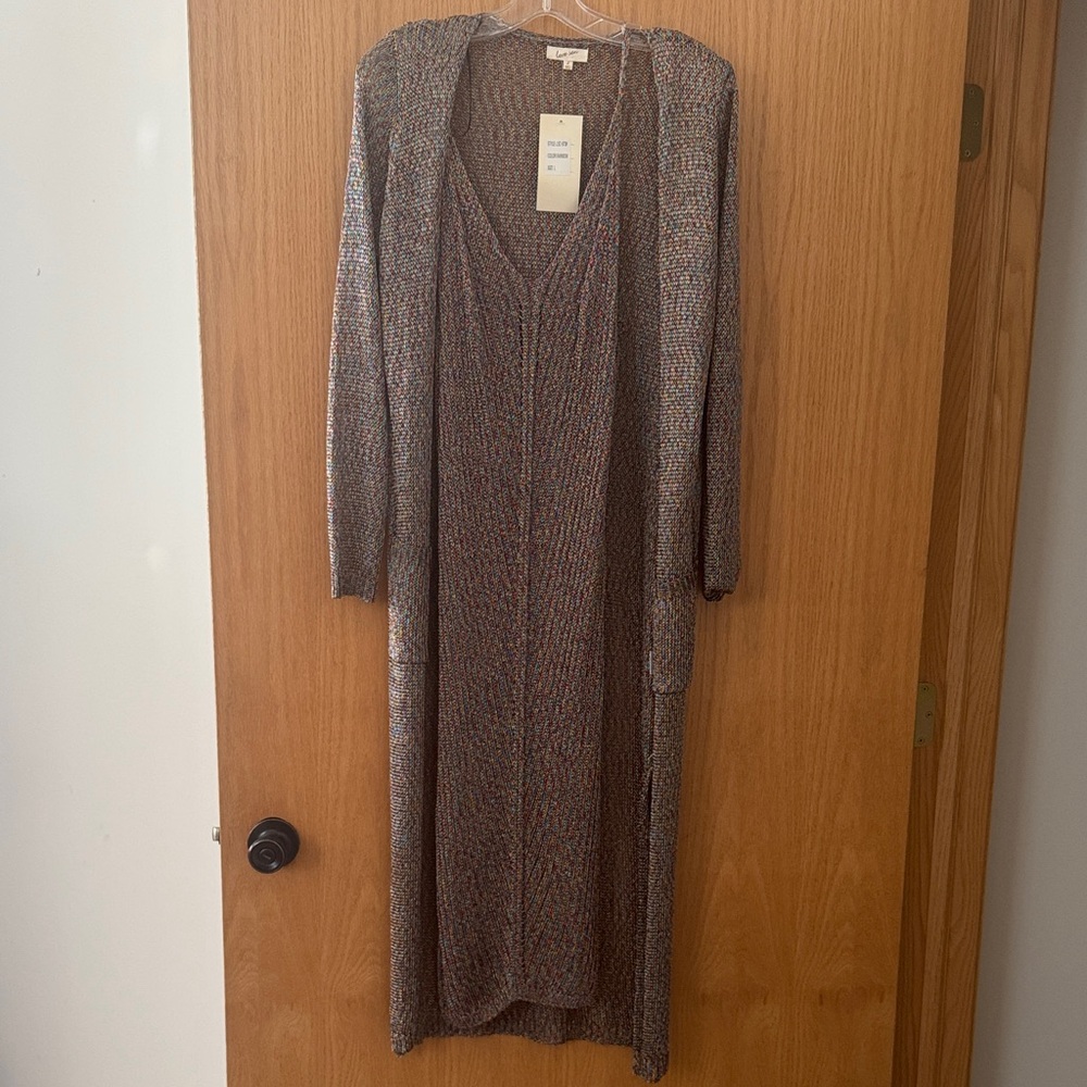 Chic Multicolor Knit Long Sleeve Dress